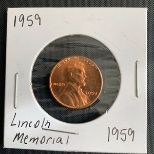 1959 Lincoln Head Cent First Year Mint Memorial 59 Penny Collectible Copper Coin